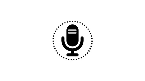 Minimalist Microphone Ring Circle Audio Waves Signal Animation on White Bac.. Stock Footage 304930698