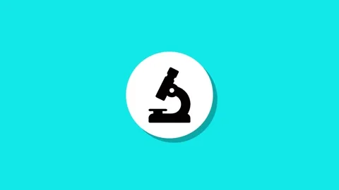 Minimalist microscope icon on a clean light blue background with a subtle s.. 動画素材 327762711