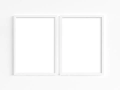 Minimalist mockup of two white frames. Foto stock