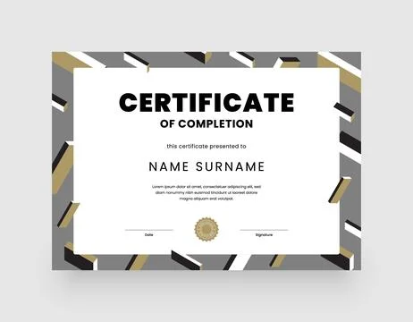Minimalist modern certificate template. Stock Illustration