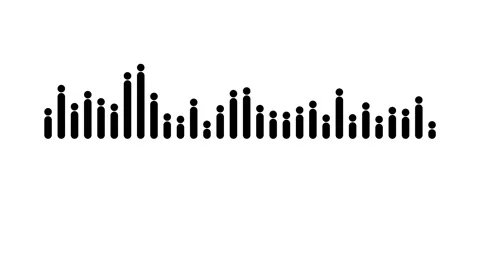 Minimalist Monochrome Audio Wave Visualizer Animation Line Spectrum White Screen Stock Footage 341294048