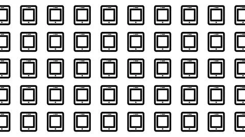 Minimalist monochrome seamless pattern featuring generic tablet icons in a .. 스톡 일러스트