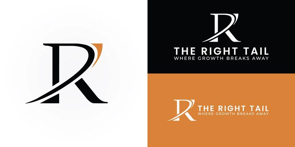 A minimalist monogram logo featuring a bold 'R' with an integrated upward curve Stock Illustration