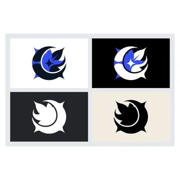 Minimalist Moon and Leaf Logo Icon Set Stock Illustration