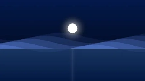 Minimalist moonlit ocean waves motion animation blue abstract night landsca.. Vídeo Stock 341842771