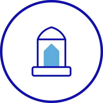 Minimalist Mosque Icon Inside a Circular Border, Symbolic of Islamic Faith .. Stock Illustration