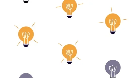 Minimalist motion graphics showing stylized light bulbs floating and glowin.. Stock Footage 339066374