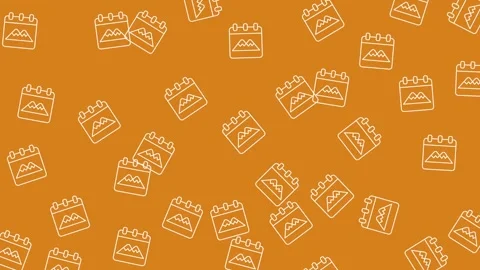 Minimalist Mountain and Leaf Icon Pattern on Orange Background for Nature Design Stock Footage 345539127