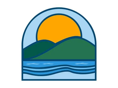 Minimalist Mountain Icon Vector Design, Nature, Adventure, and Outdoor Stock Illustration