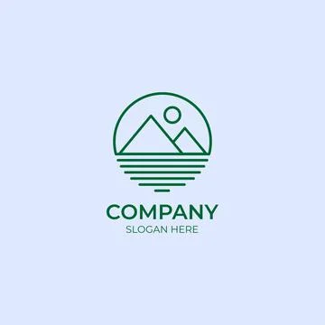 Minimalist mountain landscape logo vector Stock Illustration