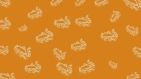 Minimalist Mountain Peak Icon Pattern on Seamless Orange Background Video stock 345539111