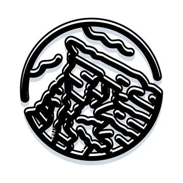 Minimalist mountain peak outline inside circle logo Stock Illustration
