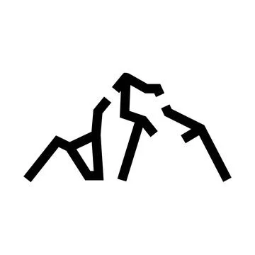 Minimalist mountain range abstract black and white icon Stock Illustration
