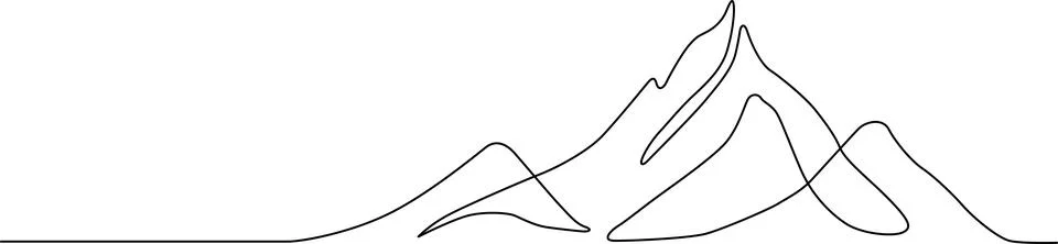 Minimalist mountain range drawn with continuous black line on white backgro.. Stock-Illustration