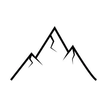 Minimalist mountain range silhouette in black Stock Illustration