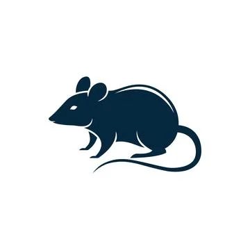 Minimalist Mouse Icon Vector. Clean dark rodent character illustration isol.. Stock Illustration
