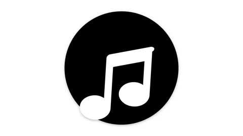 Minimalist Music Note Icon in Black Circle for Interface Design Stock Footage 342322387