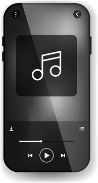 Minimalist Music Player Interface With Playback Controls and Dark Backgroun.. Stock Illustration