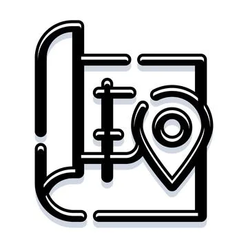 Minimalist navigation map with location pin icon Stock Illustration