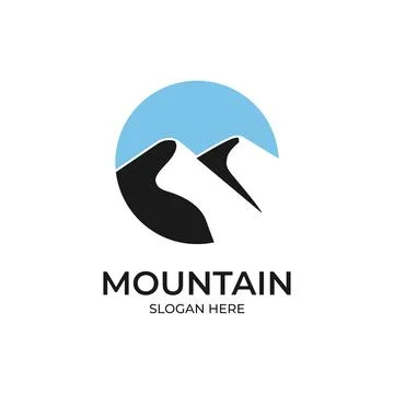 Minimalist negative space mountain logo Stock Illustration