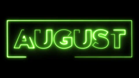 Minimalist Neon Animated Text AUGUST  Glowing Green Light Animation for Mon.. Stock Footage 333133194