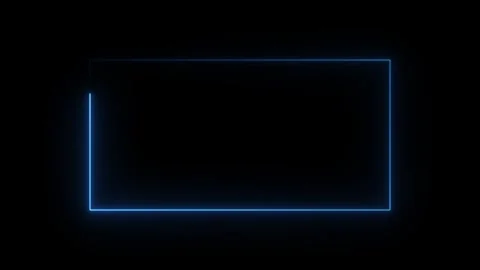 Minimalist neon blue light path rectangle frame loop, simple glowing line. Vídeos de archivo 338349069