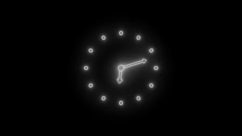 Minimalist Neon Countdown Timer Concept with Analog Clock 库存影片 307875690