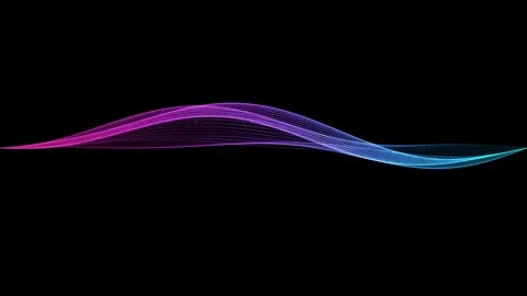Minimalist Neon Gradient Wave Ribbon and Floating Stardust Loop Stock Footage 345250676