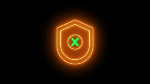 Minimalist Neon Security Shield Icon  Check Mark for Trusted Access, System.. Video stock 309041743