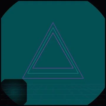 Minimalist Neon Triangle Graphic Design Set Against A Retro Digital Grid Ba.. Stock Illustration