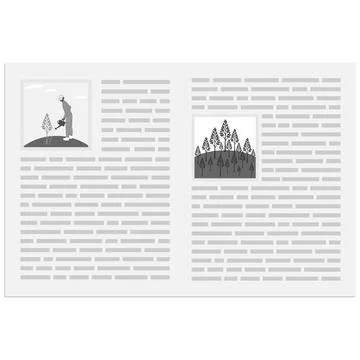 A minimalist newspaper spread about environmental awareness. Stock Illustration
