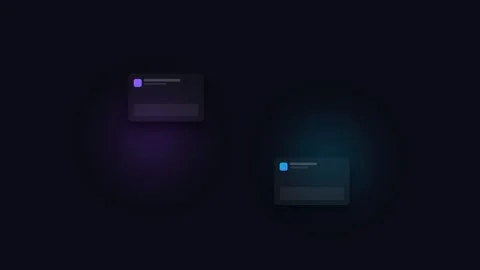Minimalist notification cards floating on a dark blurred background Видео 338309762