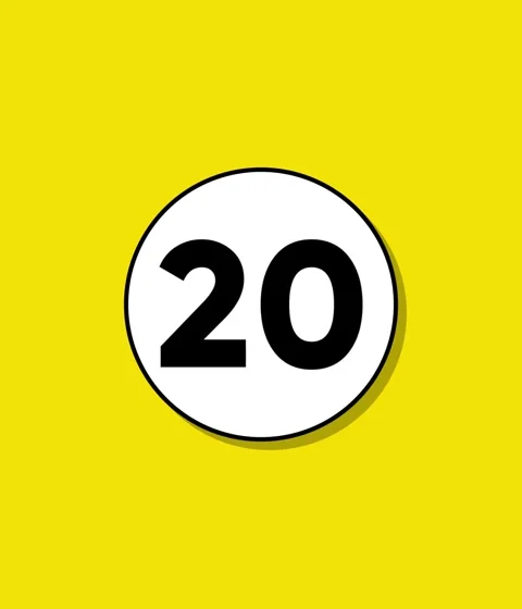 Minimalist number twenty countdown appearing on white circle with yellow ba.. Stock Footage 332396402
