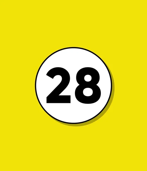 Minimalist number twenty eight animation on yellow background with circular.. Stock-Footage 332396426