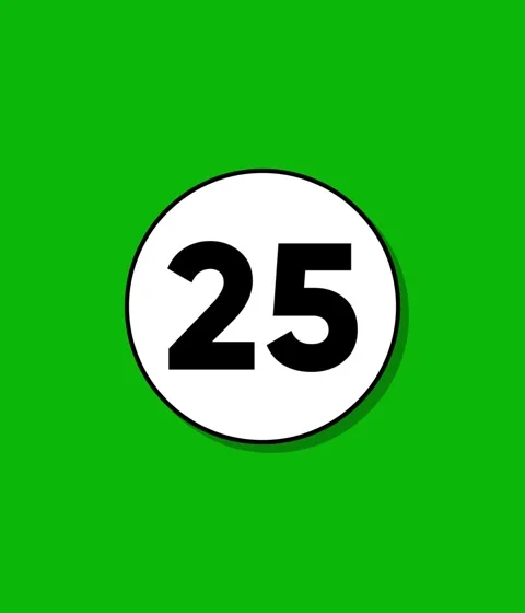 Minimalist number twenty five popping up on white circle over green screen .. Stock Footage 332396416