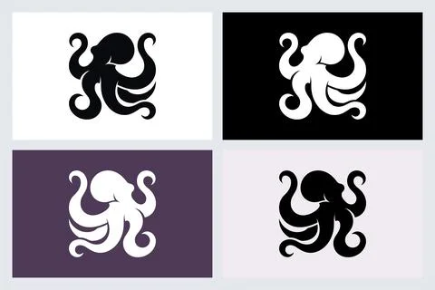 Minimalist Octopus Logo Set Vector Icons Stock Illustration