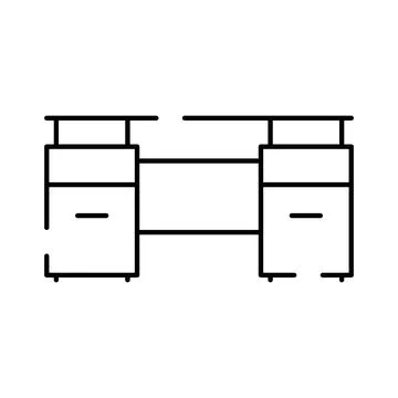 Minimalist office desk line icon for workspace Stock Illustration
