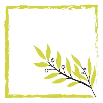 Minimalist-olive-branch-square-frame Stockillustratie