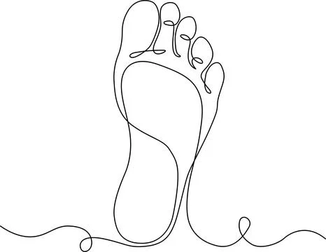 Minimalist one line drawing of a human foot, isolated on white Vector Stock Illustration