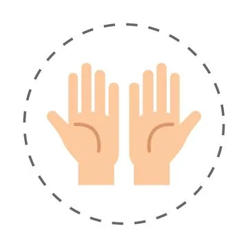 Minimalist Open Hands Vector Icon in Dotted Circle for Prayer Charity and S.. Illustrazione stock
