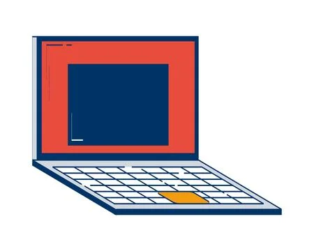 Minimalist open laptop with empty web window on display 2D doodle object Illustrazione stock