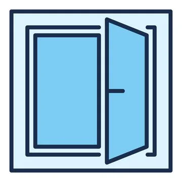 Minimalist Opened Window vector blue icon or design element Ilustración de archivo