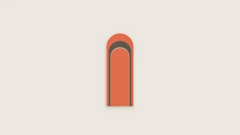 Minimalist orange arch shape with a subtle grey border on a cream background Video stock 338309770