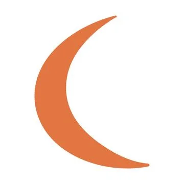 Minimalist Orange Crescent Moon Shape on White Background Abstract Design Stock Illustration