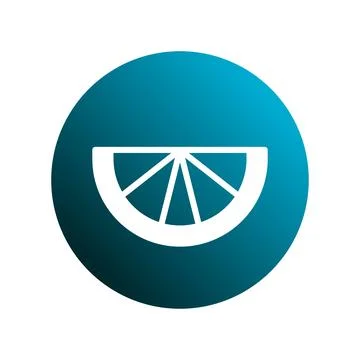 Minimalist orange slice in blue gradient circle representing freshness and .. Stock Illustration