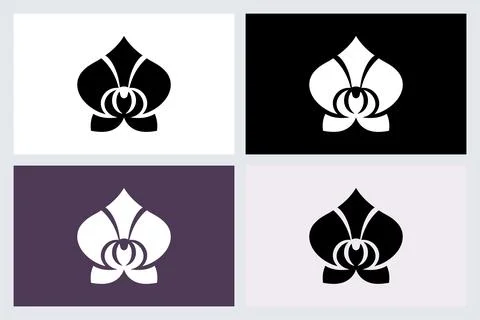 Minimalist Orchid Flower Logo Vector Set Stock Illustration