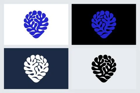 Minimalist Organic Leaf Logo Design Set Ilustración de archivo