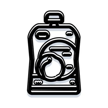 Minimalist outline art doodle of camera icon Stock Illustration