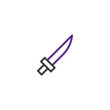 Minimalist outline drawing of a violet edged dagger hinting at digital art .. Stock Illustration