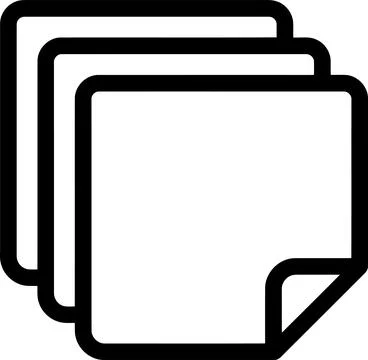 A minimalist outline icon design representing a stack of square sticky note.. Illustrazione stock